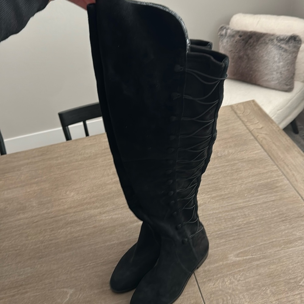 Vince Camuto, Black zip up knee high boots. Women’s size 8. Lightly worn